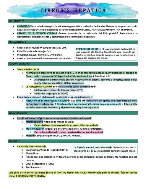 RESUMEN CIRROSIS HEPÁTICA BIBLIOGRAFÍA MANUAL MIP3