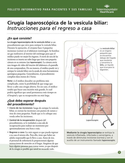 Cirugía laparoscópica de la vesícula biliar