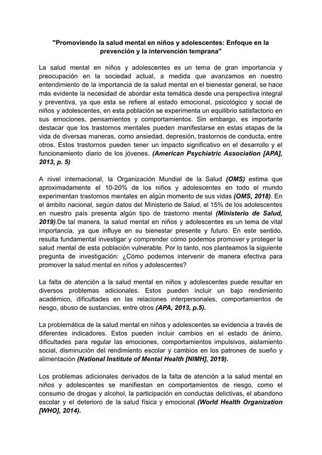 Promoviendo la salud mental en niños y adolescente