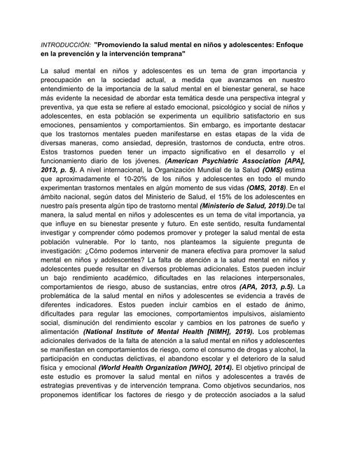 INTRODUCCIÓN Promoviendo la salud mental en niños