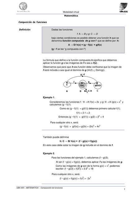 1 Composición de funciones 1 2