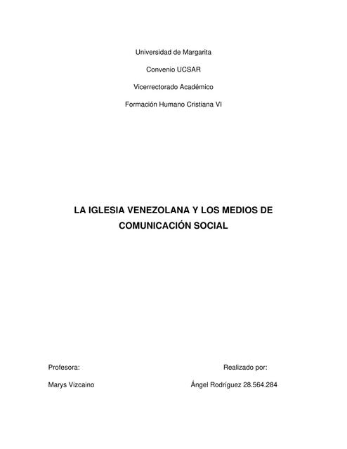 La iglesia venezolana y los medios de comunicación social