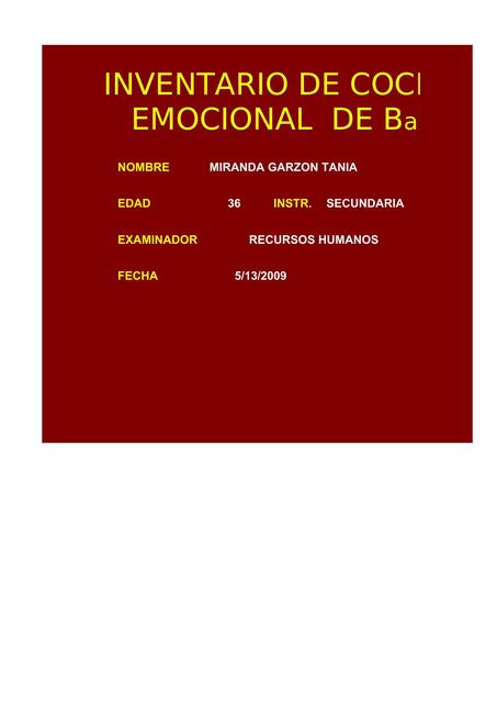 BarOn adulto Inteligencia Emocional