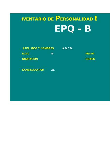 eysenck forma b 1