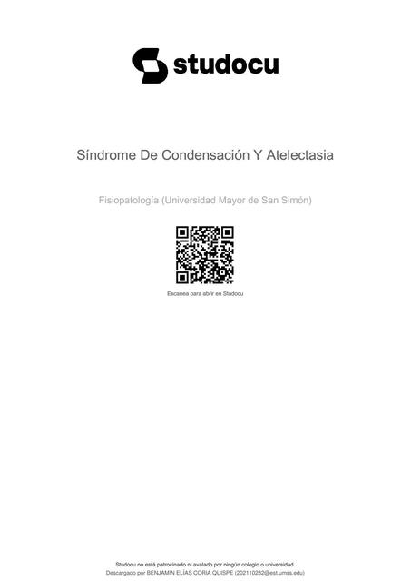 sindrome de condensacion y atelectasia