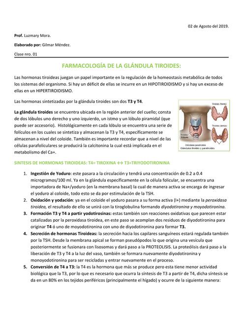 Clase 01 Farmacologia de la glandula tiroides