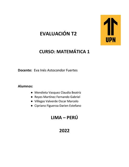 T2 MATEMATICA I GRUPO 18