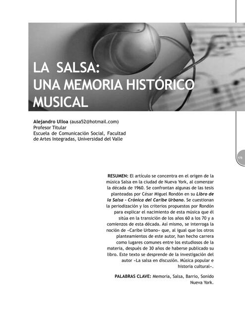 Flashcards de la salsa una memoria | Por Joseph Medina | uDocz