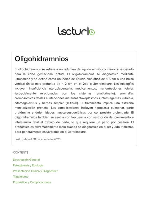 Oligohidramnios