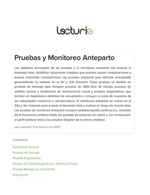 Pruebas y Monitoreo Anteparto