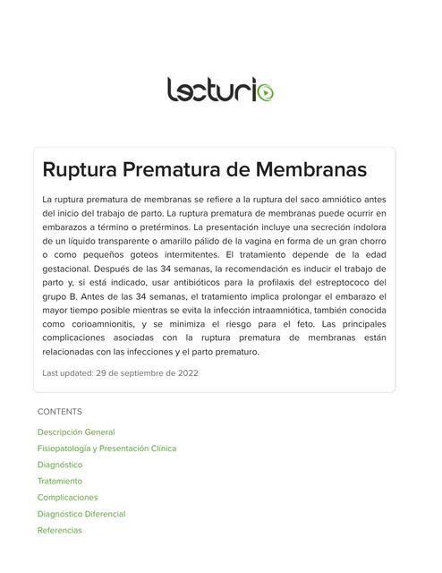 Ruptura Prematura de Membranas