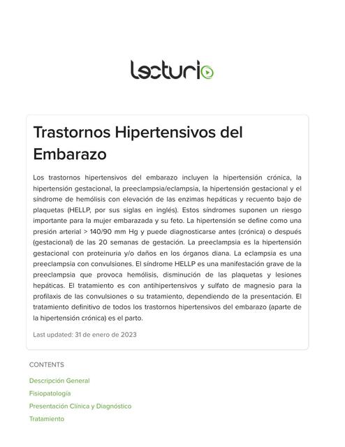 Trastornos Hipertensivos del Embarazo