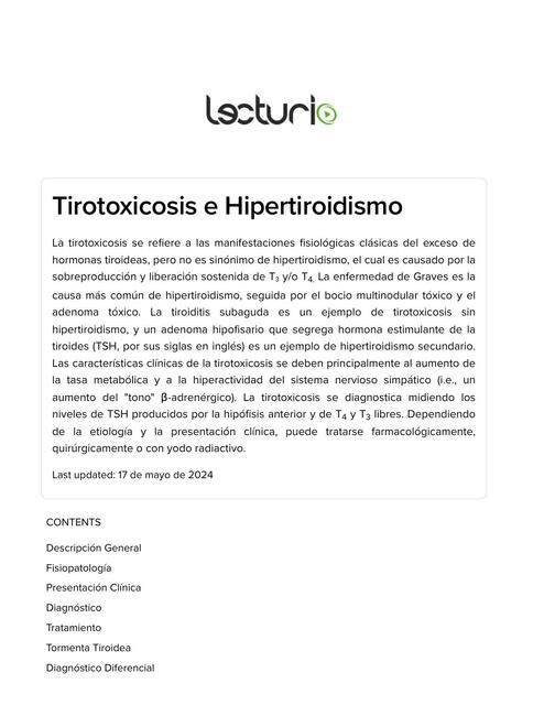 Tirotoxicosis e Hipertiroidismo