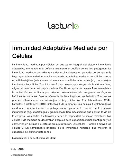 Inmunidad Adaptativa Mediada por Células