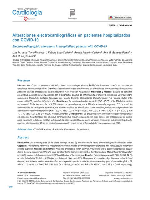 EKG y COVID pacientes