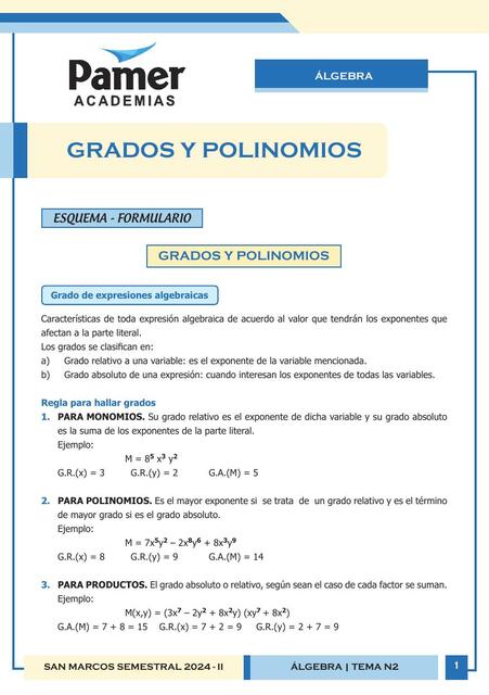 Grados Y Polinomios