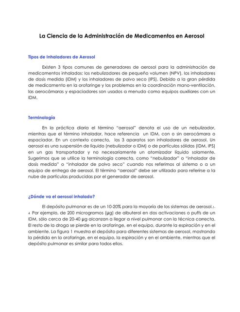 La ciencia de la administración de medicamentos en aerosol