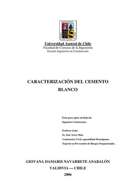 Caracteristicas cemento Blanco