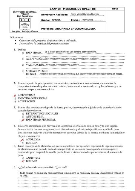 Examen mensual de DPCC 