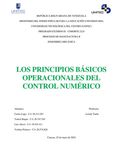 Los Principios Básicos Operacionales del Control Numérico