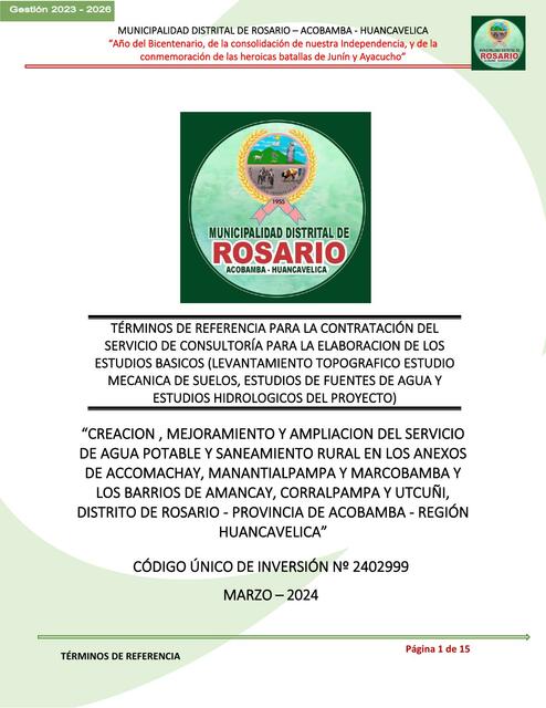 TERMINOS DE REFERENCIA SANEAMIENTO ROSARIO 23 04 2