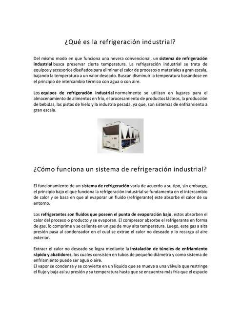 Qué es la refrigeración industrial