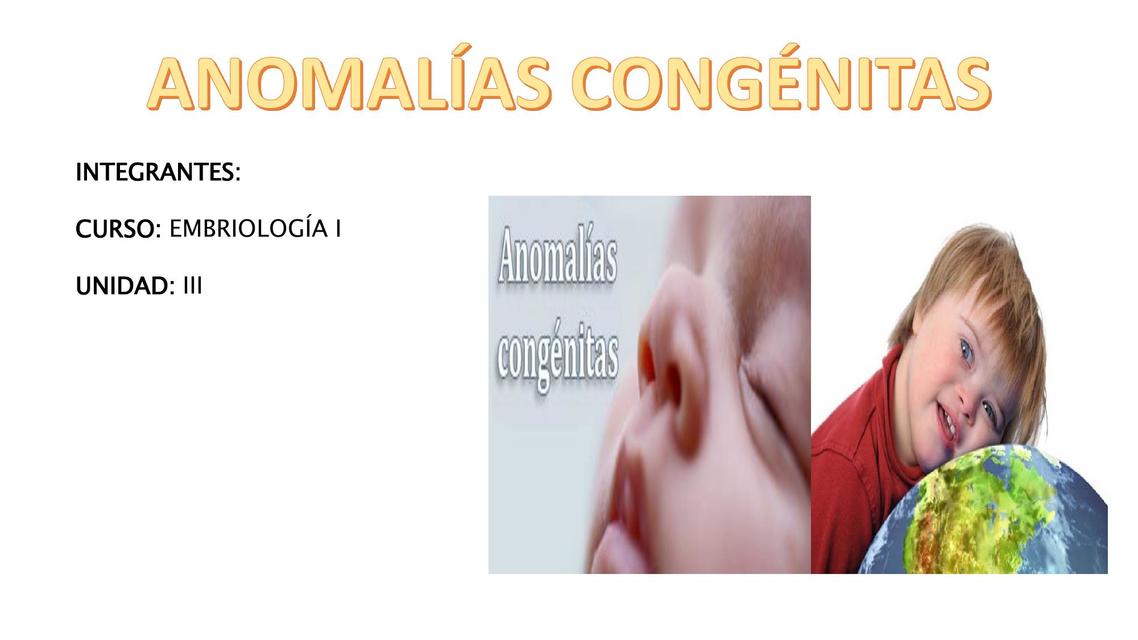 ANOMALÍAS CONGÉNITAS - PEDIATRIA