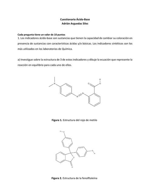 Cuestionario Ácido Base