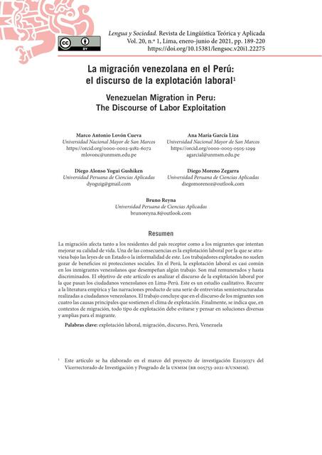 Resúmenes sobre inmigración venezolana en Perú