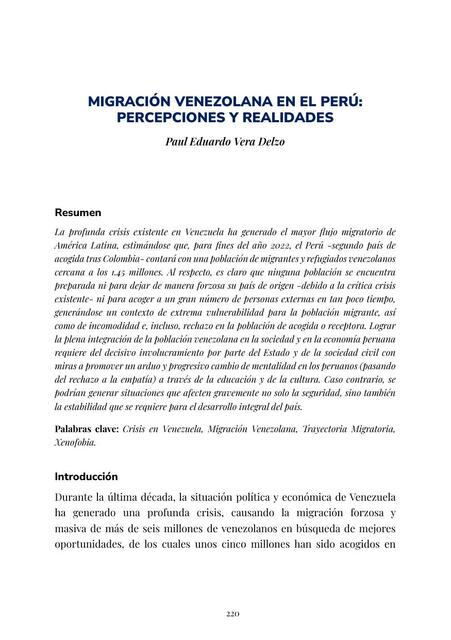 Resúmenes sobre inmigración venezolana en Perú