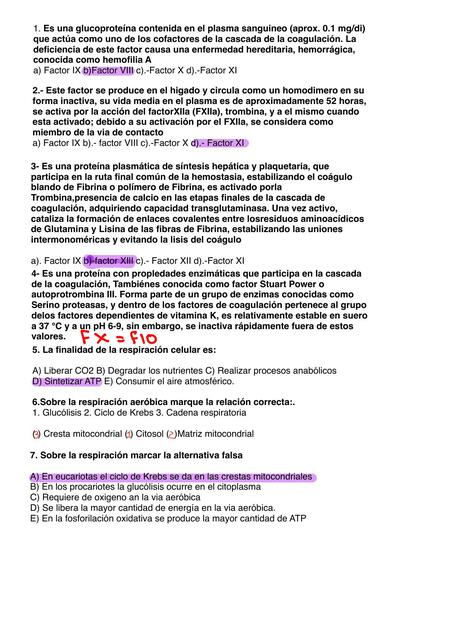 Coagulación y Respiración contestado 1