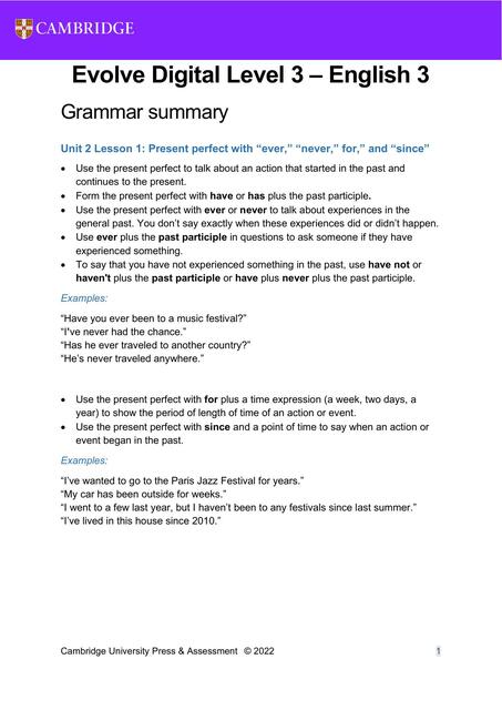 Grammar summary | Marieta Montes | uDocz