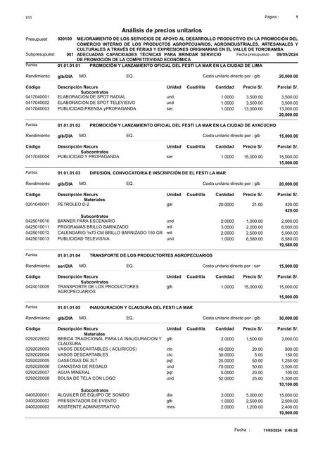 PRECIOS UNITARIOS