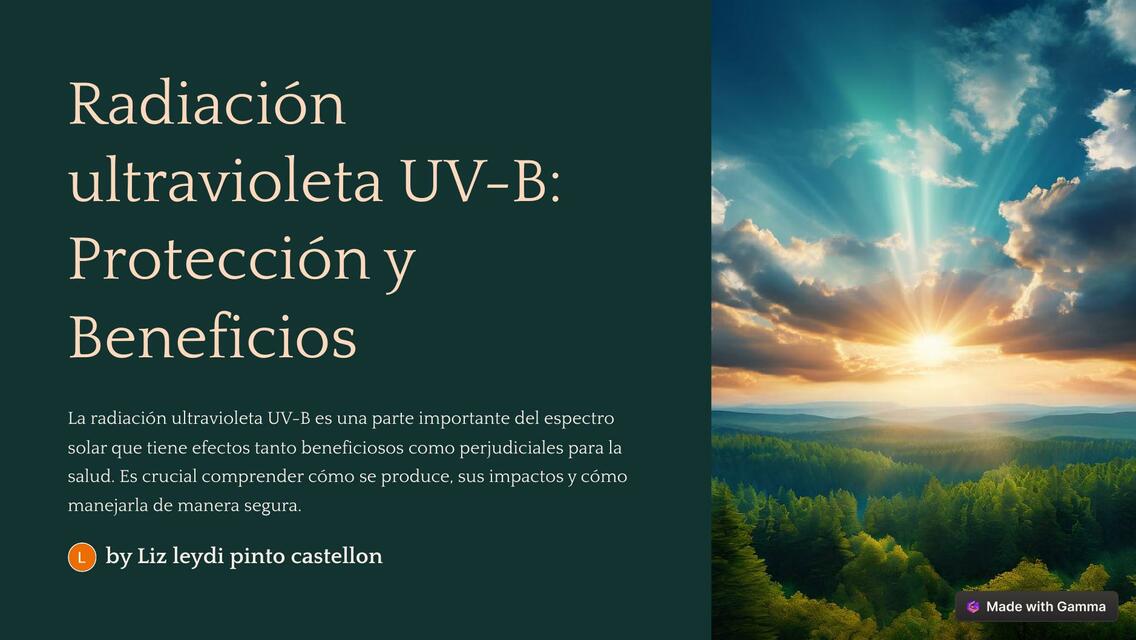 Radiacion ultravioleta UV B Proteccion y Beneficio