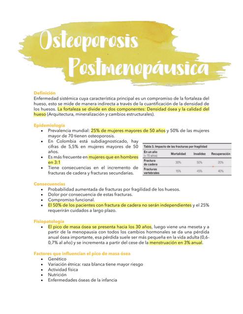 Clínica osteoporosis postmenopausica