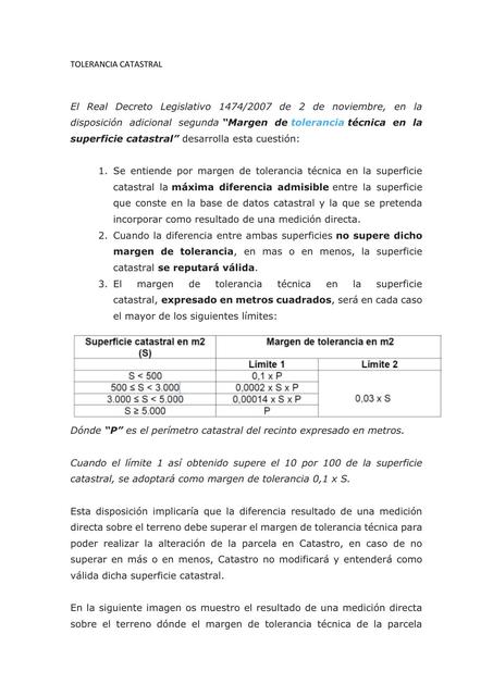 TOLERANCIA CATASTRAL