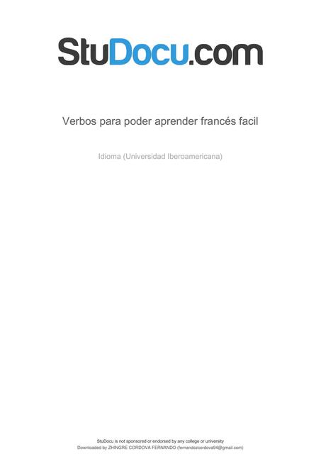 verbos para poder aprender frances facil