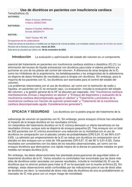 Uso de diuréticos en pacientes con insuficiencia cardíaca