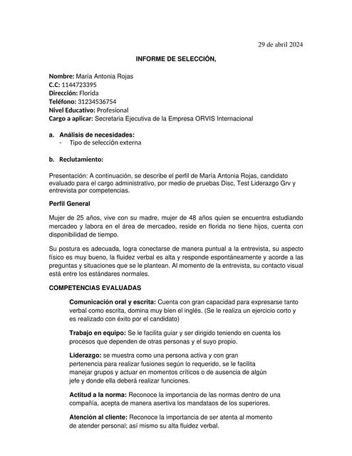 Ejemplo Informe (Selección del personal)