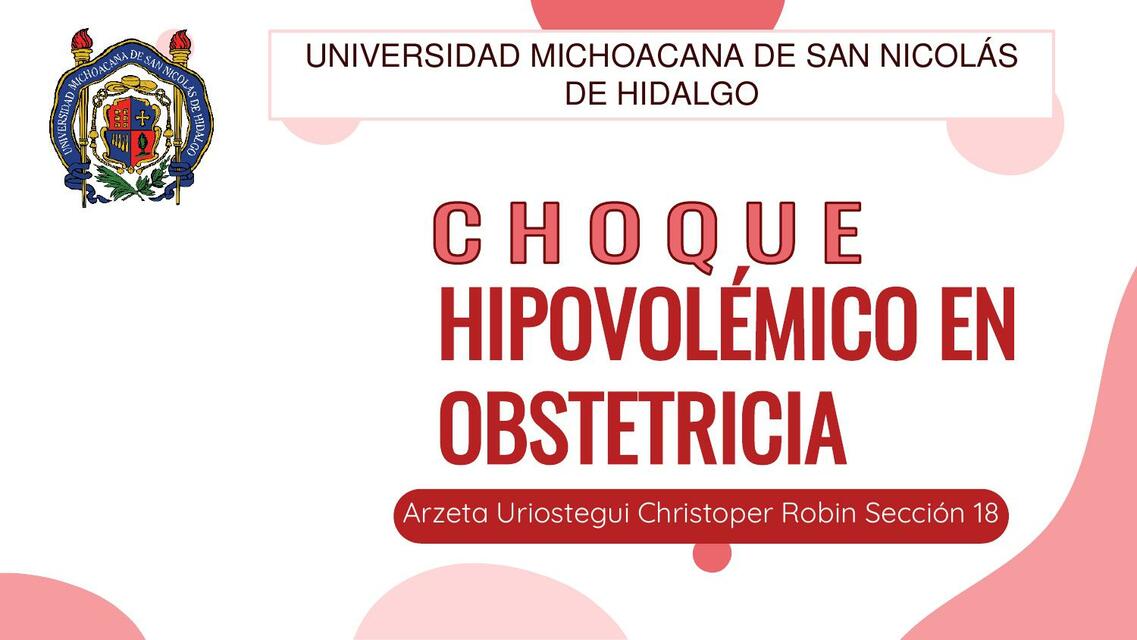 Choque hipovolémico en obstetricia