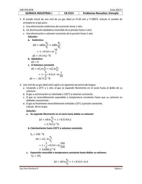 Entropía (Ejercicios resueltos)