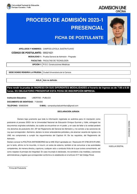 Ficha de Postulante