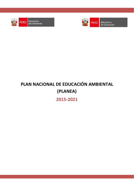 Plan Nacional de Eduación Ambiental