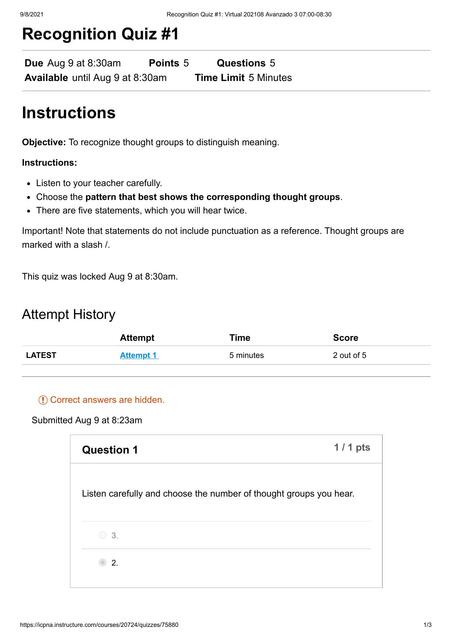 Recognition Quiz 1 Virtual Avanzado 3 07 00 08 30 Paola Udocz Recognition Quiz 1 Virtual Avanzado 3 07 00 08 30 Paola Udocz
