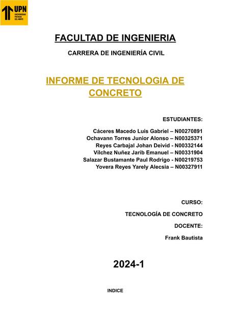 INFORME DEL PESO UNITARIO DEL CONCRETO