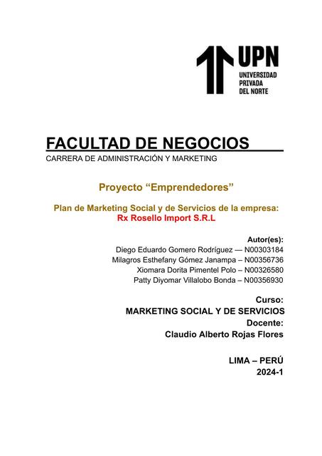 Emprendedores Marketing Social y de Servicios AMK