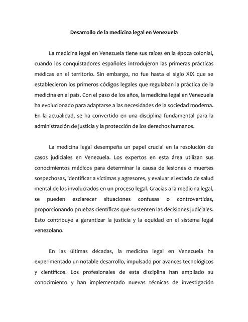 Desarrollo de la medicina legal en Venezuela