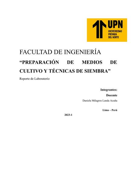 PREPARACIÓN DE MEDIOS DE CULTIVO Y TÉCNICAS