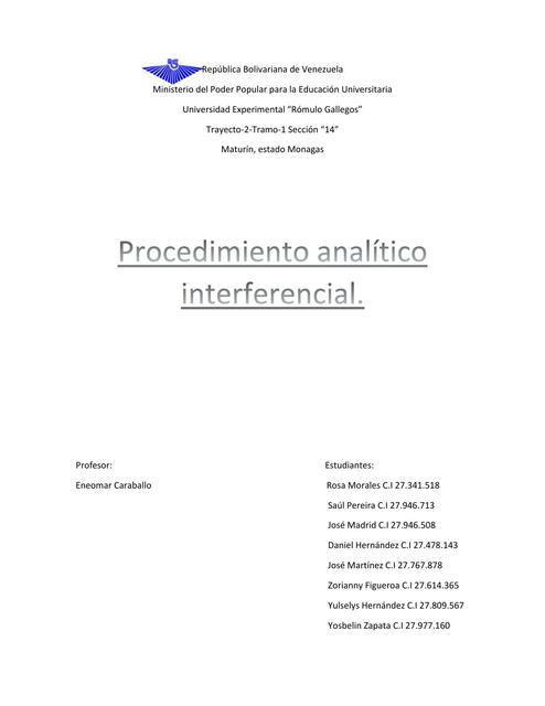 Procedimiento analítico interferencial 