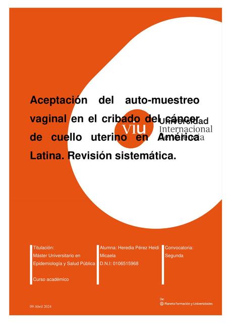 Aceptacion del auto-muestreo vaginal en el cribado del CCU en America Latina